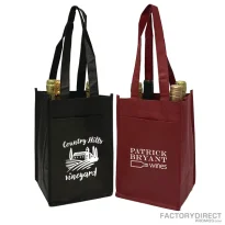 A pair of custom printed 4-Bottle Wine Bags - ECOLIFE